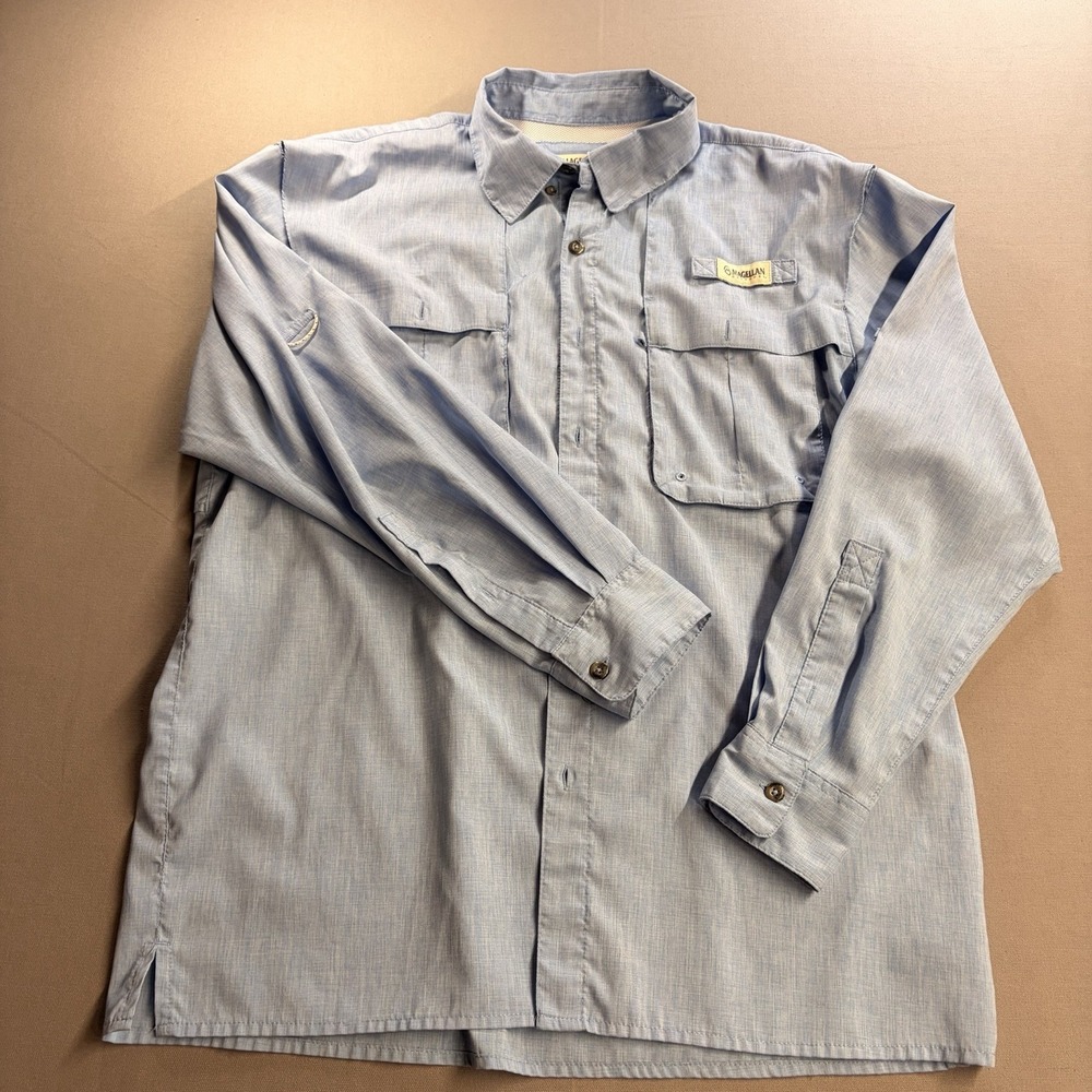 Magellan Outdoors Fish Gear Mens M Blue Vented LS Fishing Shirt SGMGMF2602